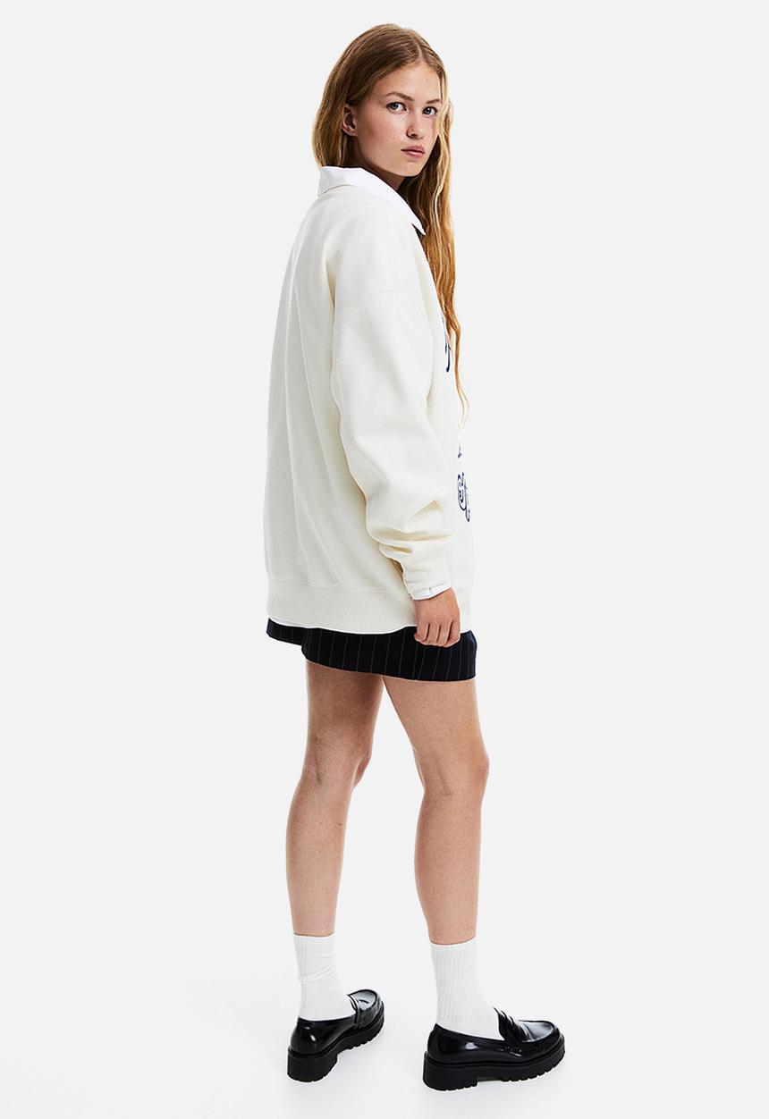 H&M - Oversized embroidered sweatshirt - white