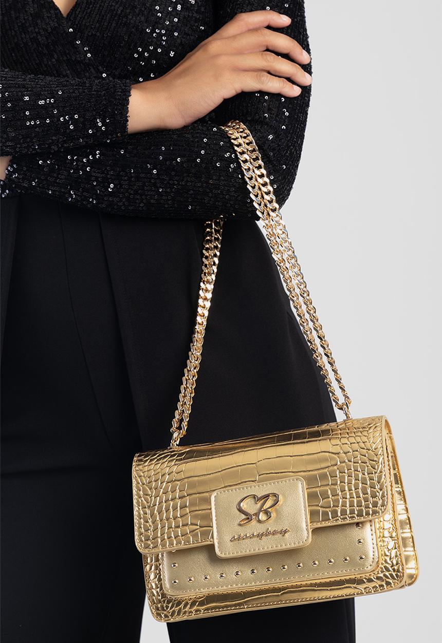 SISSY BOY - Gracie structured crossbody bag - gold