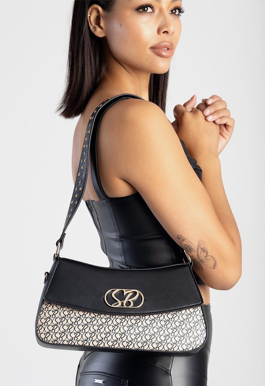 SISSY BOY - Get printed shoulder bag - black & beige