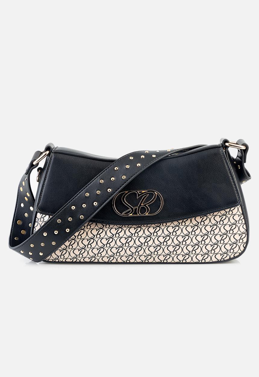 SISSY BOY - Get printed shoulder bag - black & beige