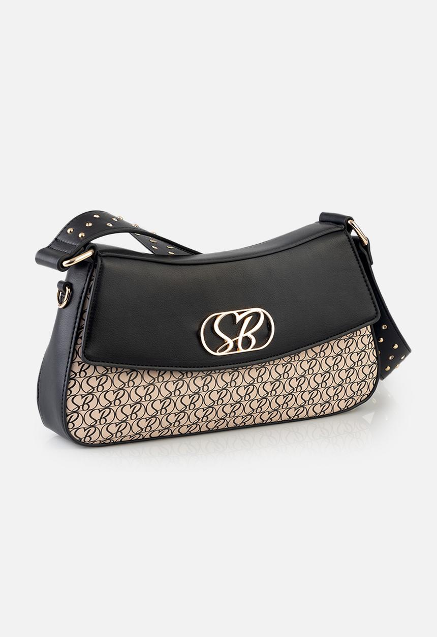 SISSY BOY - Get printed shoulder bag - black & beige