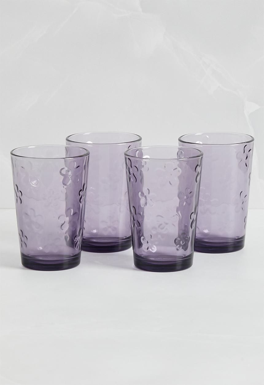 Sixth Floor - Flower water glass set of 4 - purple