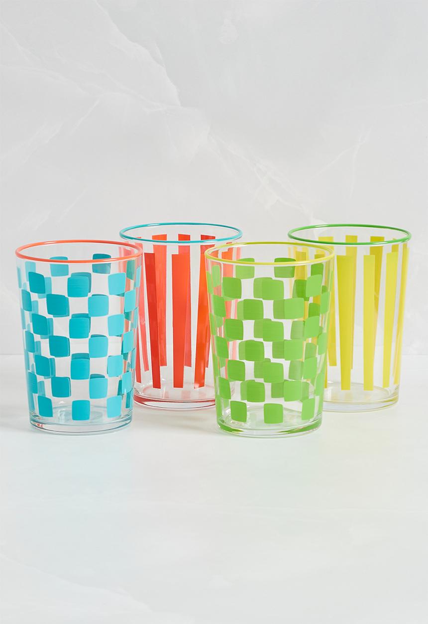 Excellent Houseware - Colour pop glass set of 4 - multi
