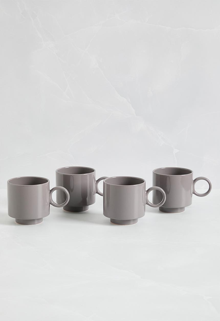 Sixth Floor - Retro mug set of 4 - Charcoal
