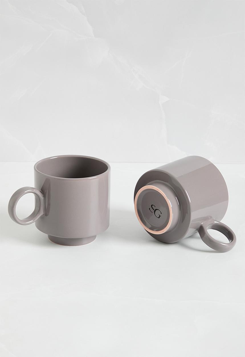 Sixth Floor - Retro mug set of 4 - Charcoal