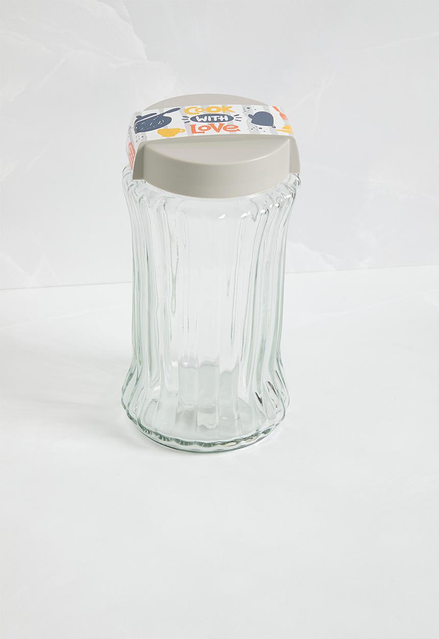 Excellent Houseware - Ribby glass storage set of 3 - clear
