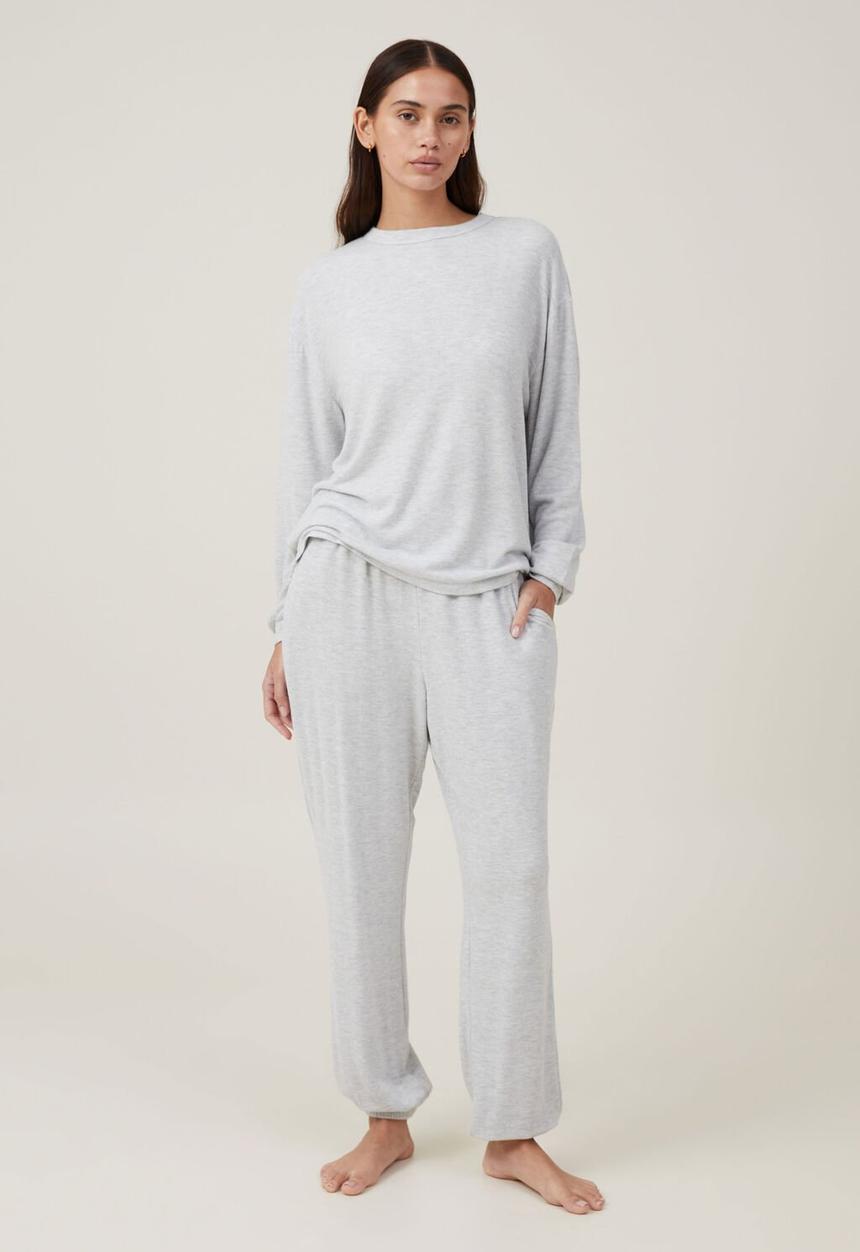 Cotton On - Super Soft Long Sleeve Top - Light Grey Marle