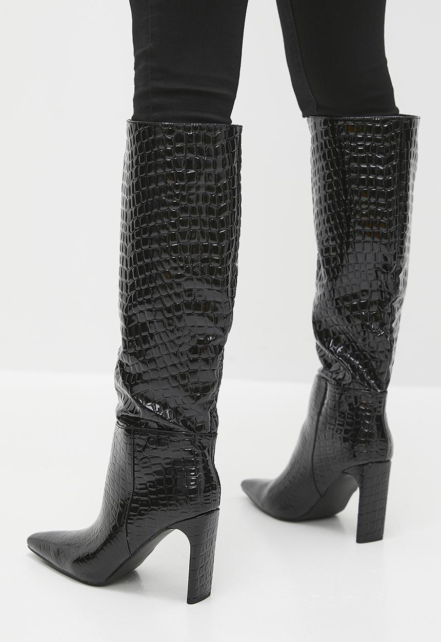 Public Desire - Undone Knee Length Boot - Black