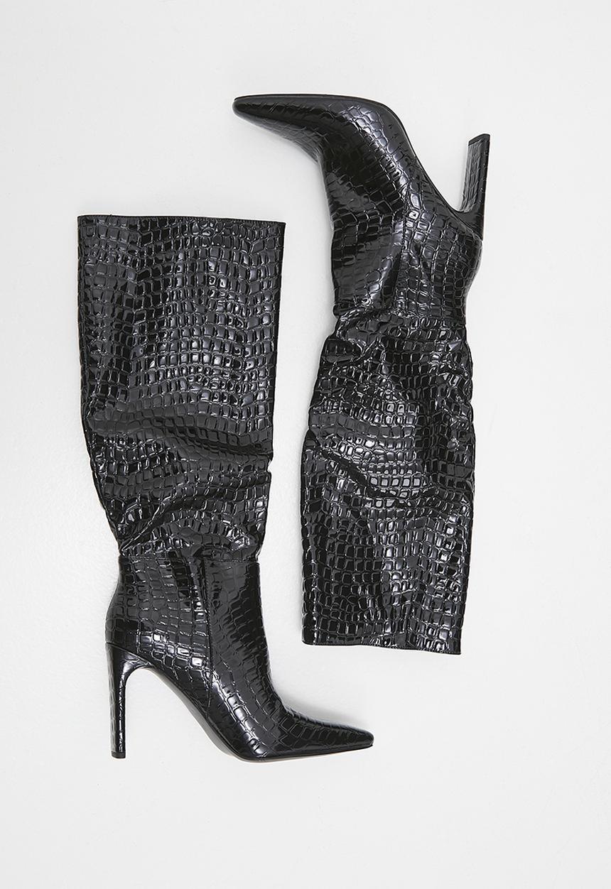 Public Desire - Undone Knee Length Boot - Black