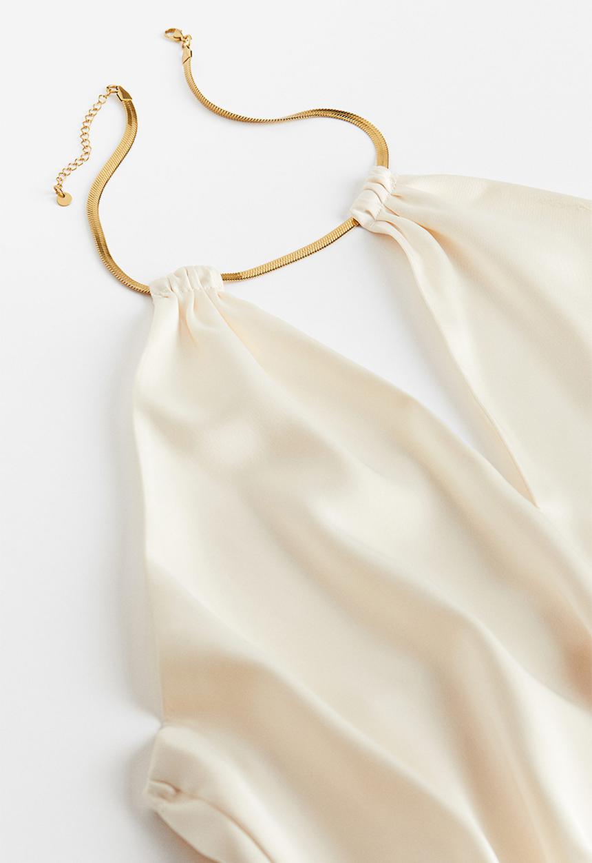 H&M - Chain-detail halterneck top - white