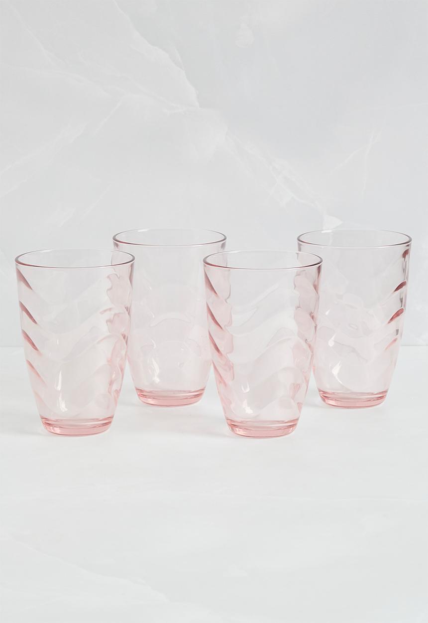 Sixth Floor - Wave hiball glass set of 4 - Pink