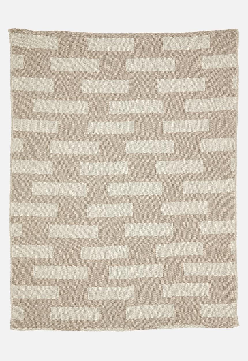 H&S - Block cotton blend throw - taupe