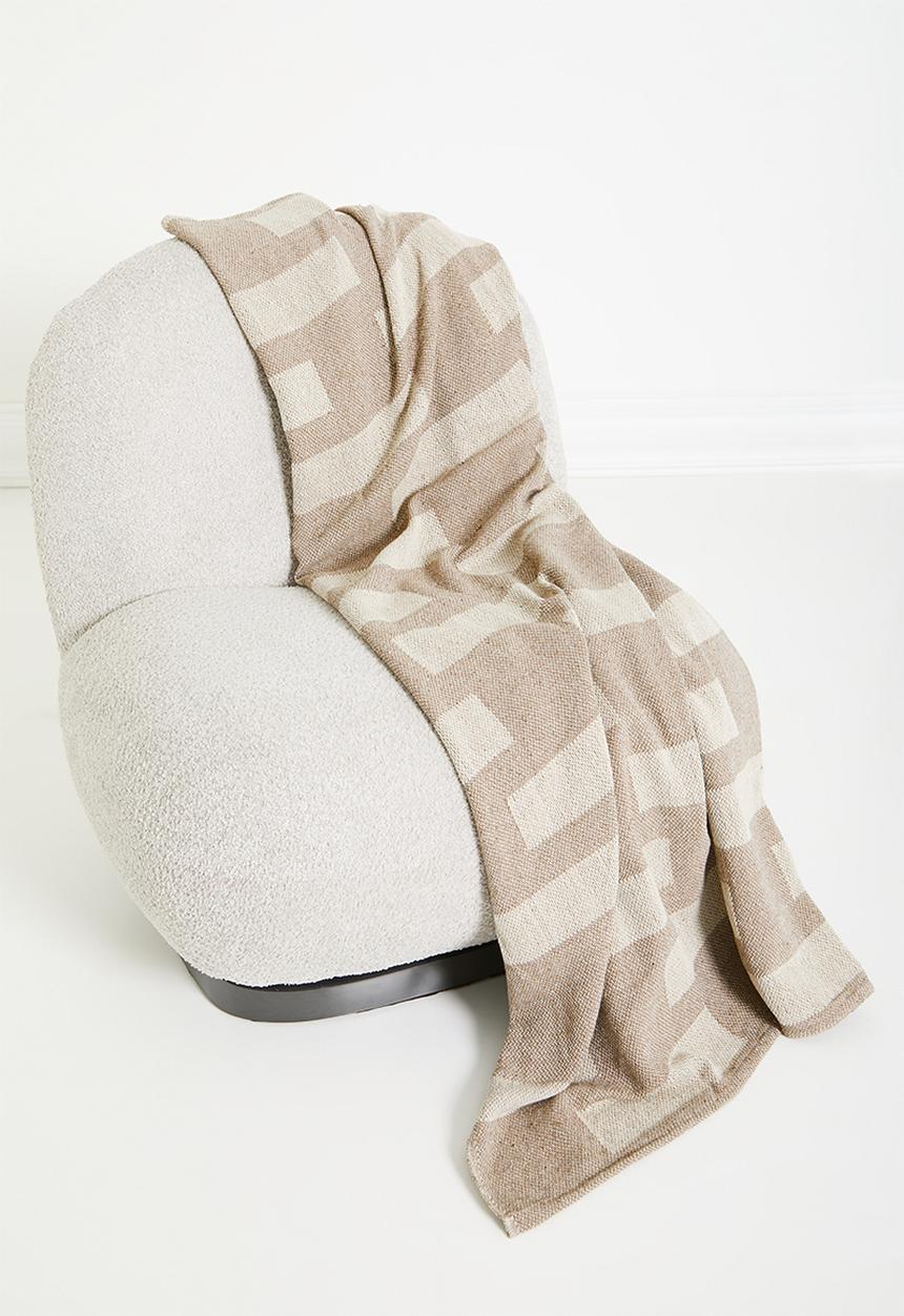H&S - Block cotton blend throw - taupe