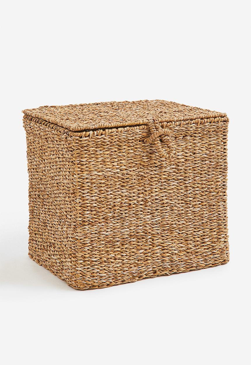 H&M - Lidded seagrass storage basket - beige