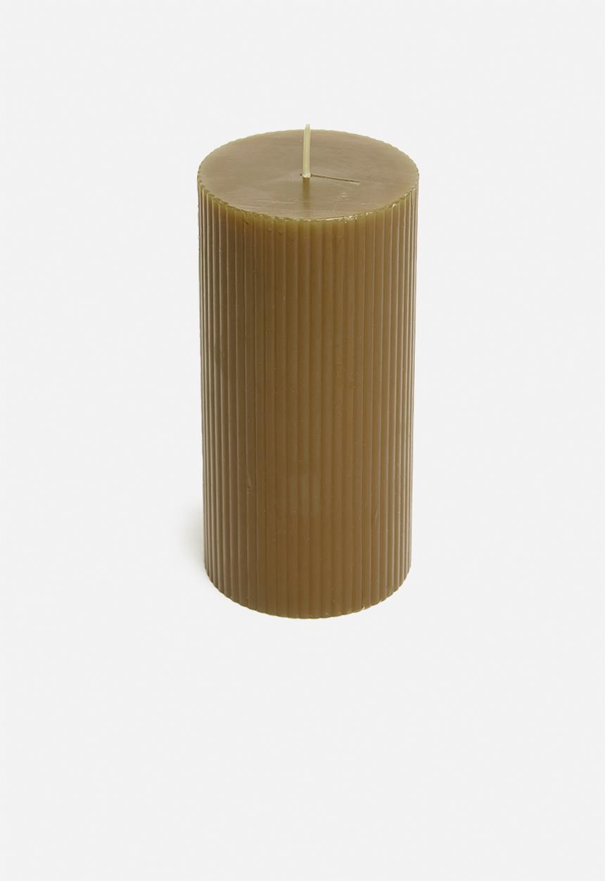 H&S - Roma ribbed pillar candle - mud