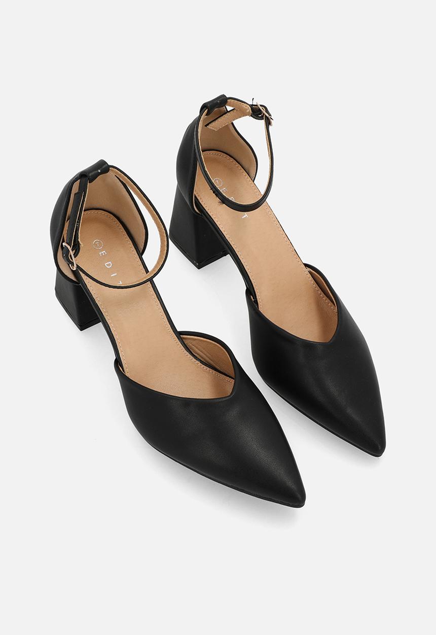 edit - Claire ankle strap heel - black