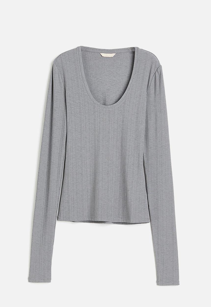 H&M - Ribbed top - grey