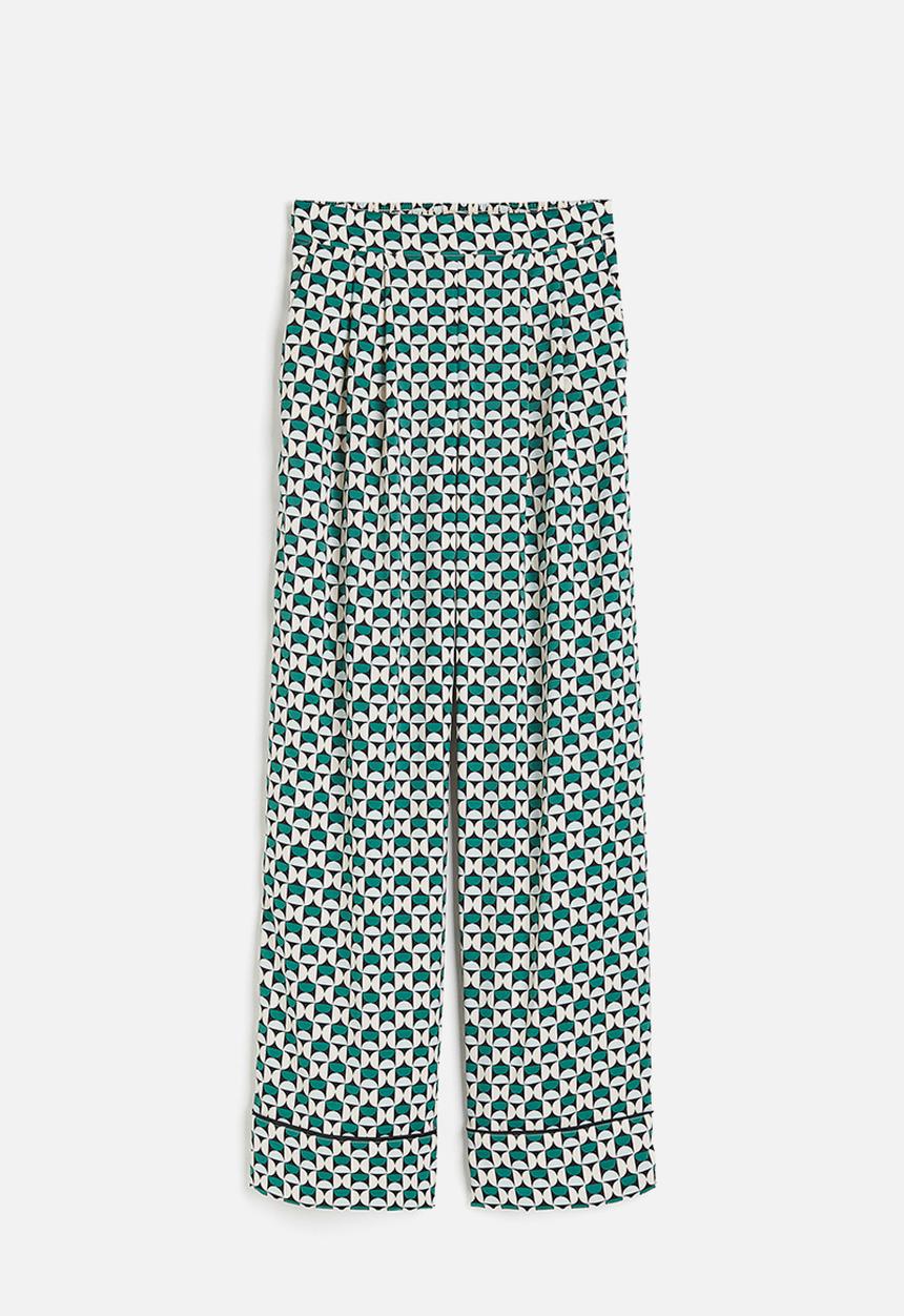 H&M - Wide satin trousers - green multi