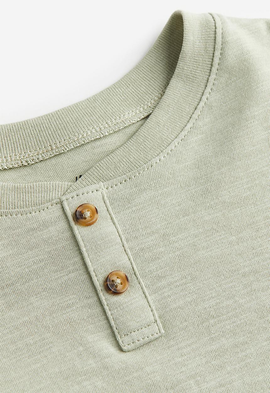H&M - Cotton henley top - green