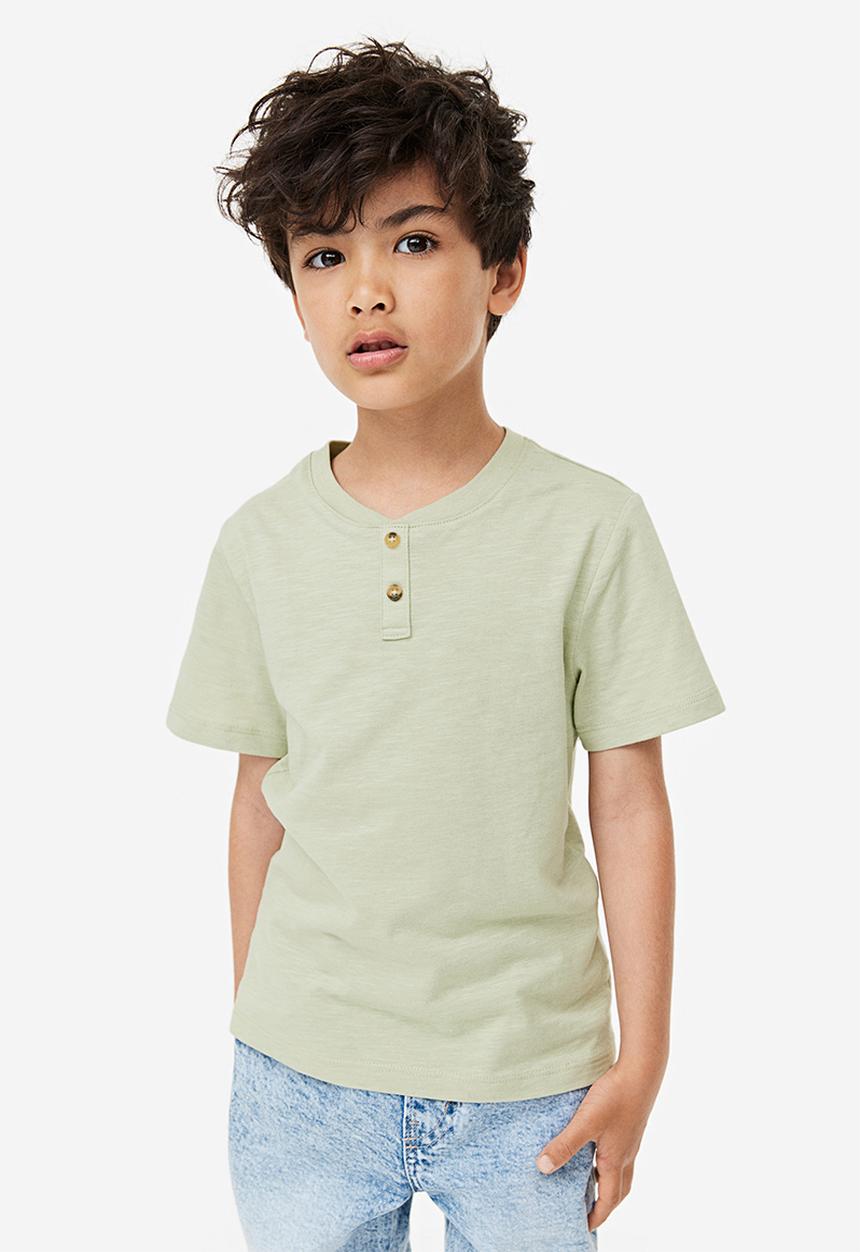 H&M - Cotton henley top - green