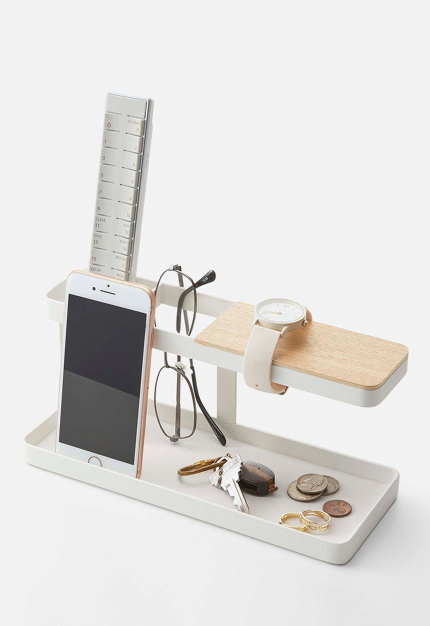Yamazaki - Tower Desk Organizer w/ Steel & Wood - White