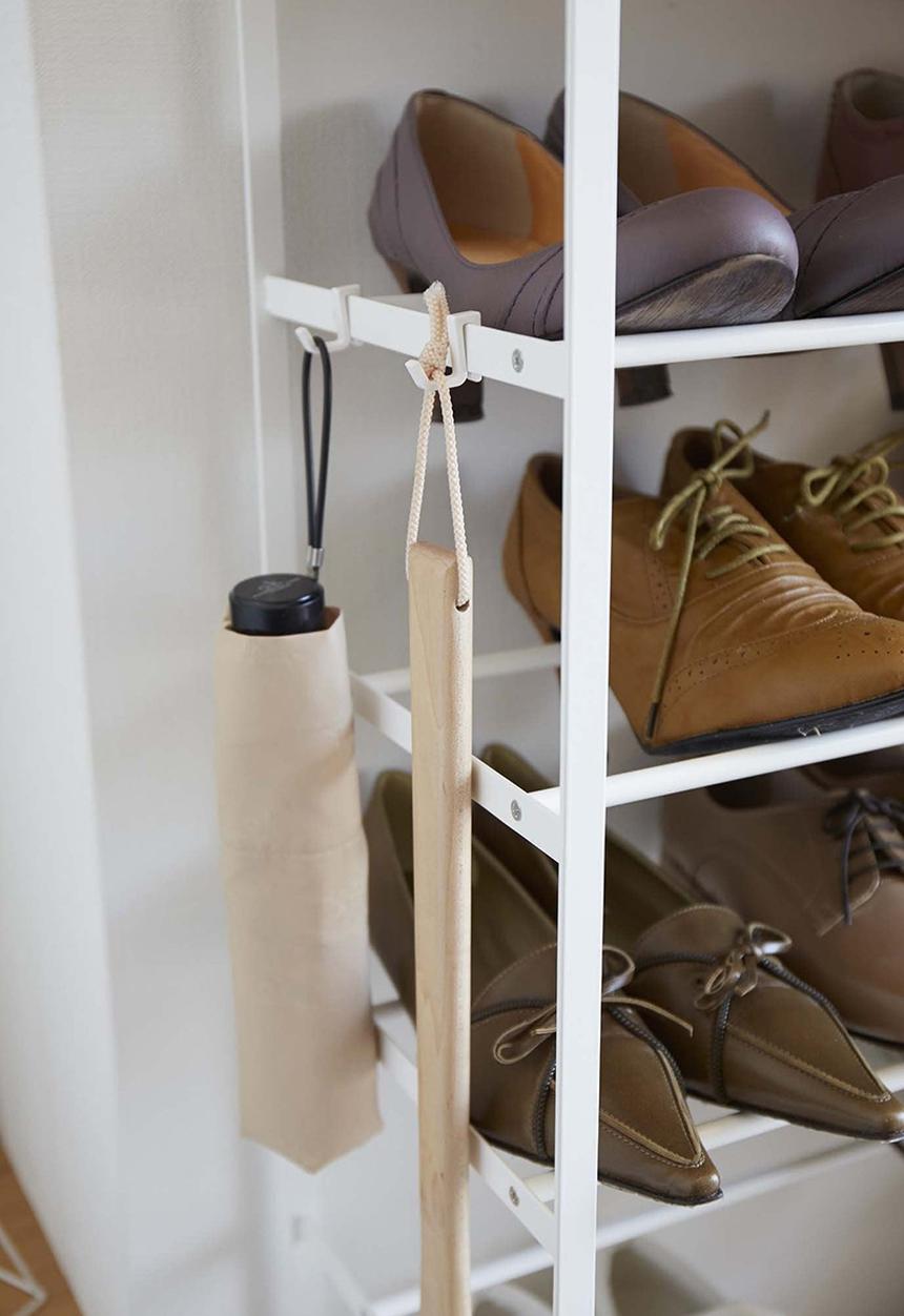 Yamazaki - Tower 6-Tiered Wood-Top Shoe Rack -  White