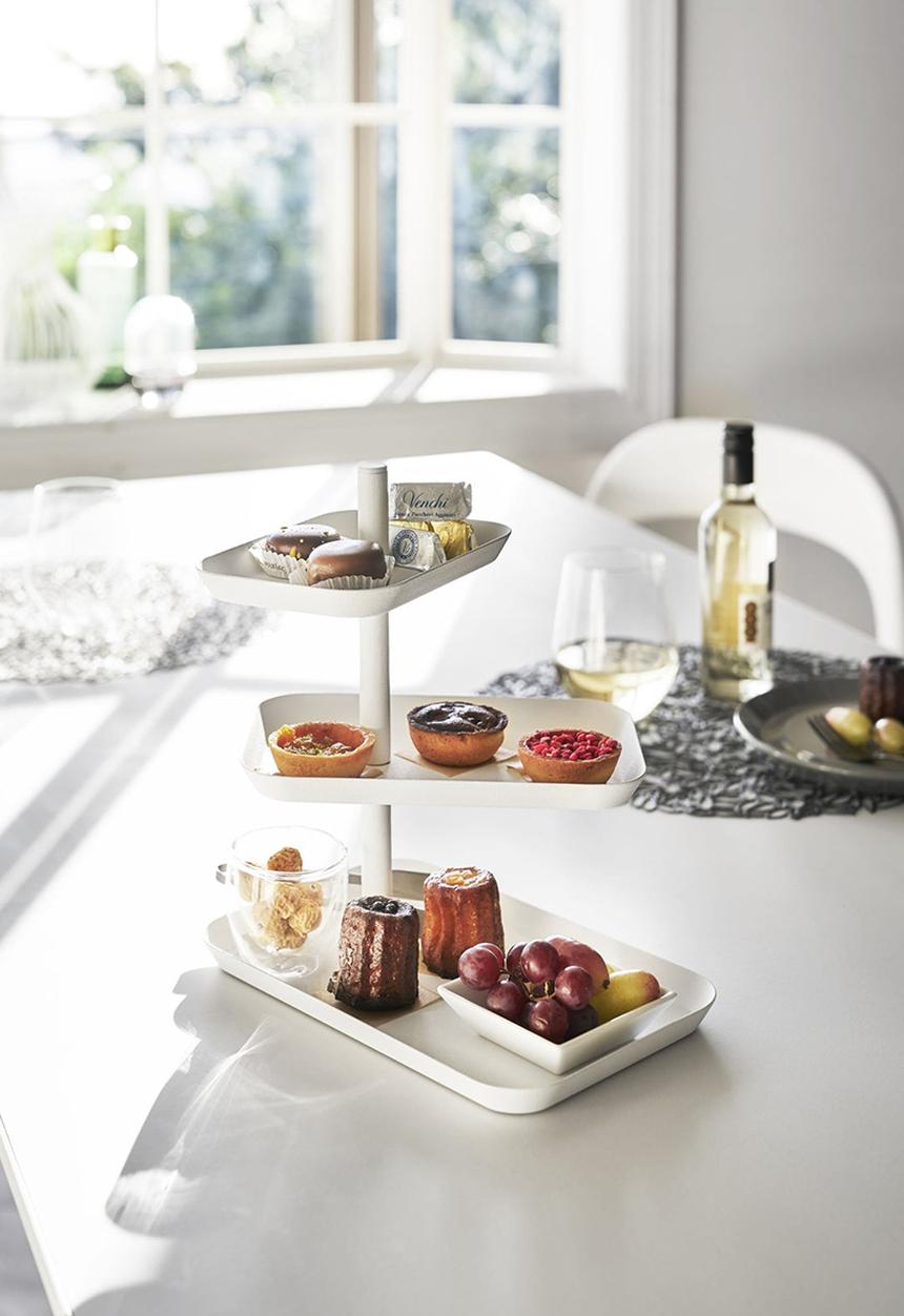 Yamazaki - Tower 3-Tiered Serving Stand - White