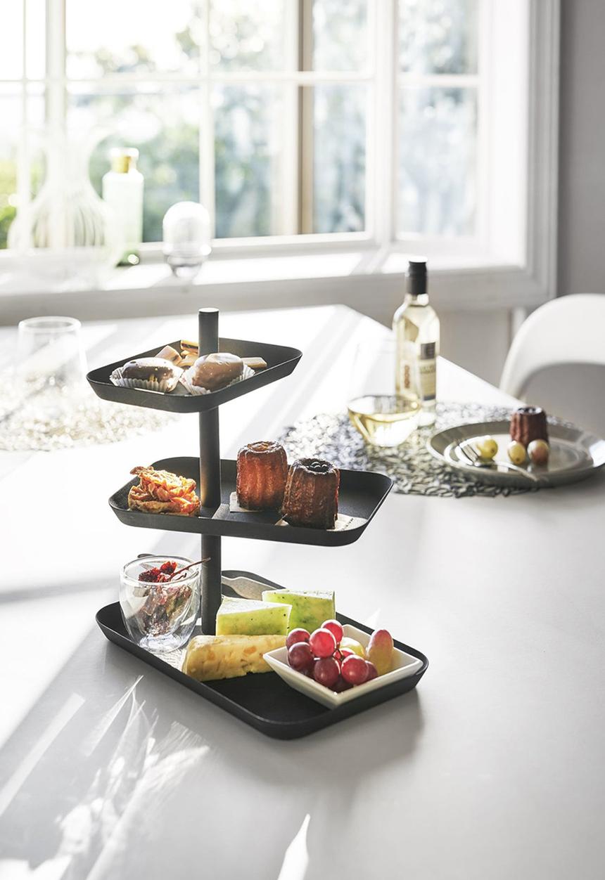 Yamazaki - Tower 3-Tiered Serving Stand - Black