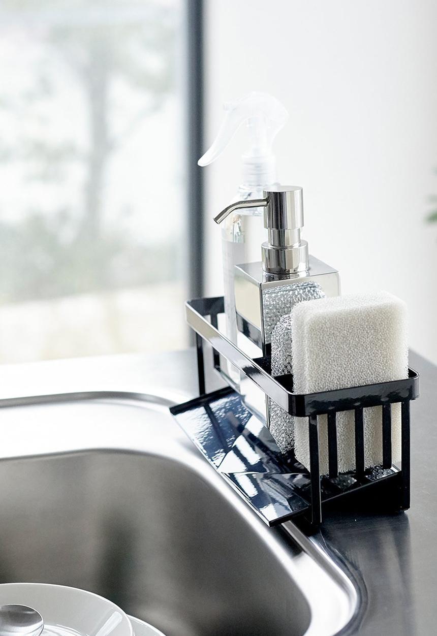 Yamazaki - Tower Sponge & Bottle Holder w/ Drainer - Black
