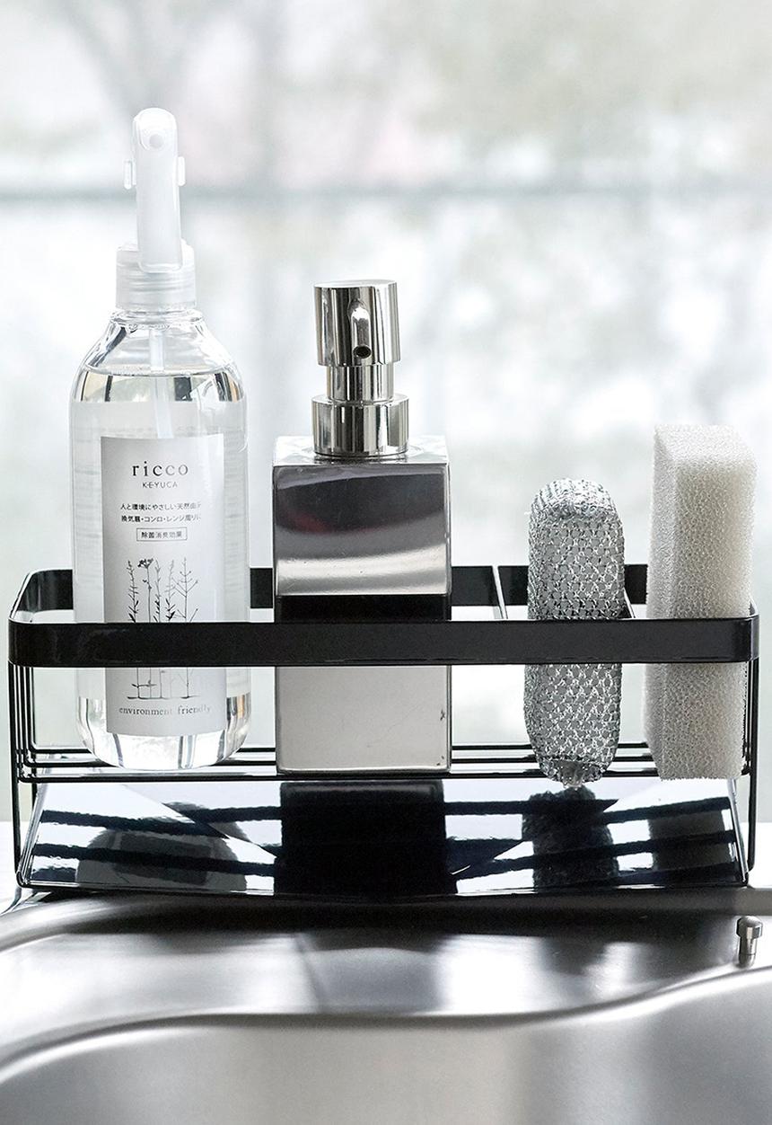 Yamazaki - Tower Sponge & Bottle Holder w/ Drainer - Black