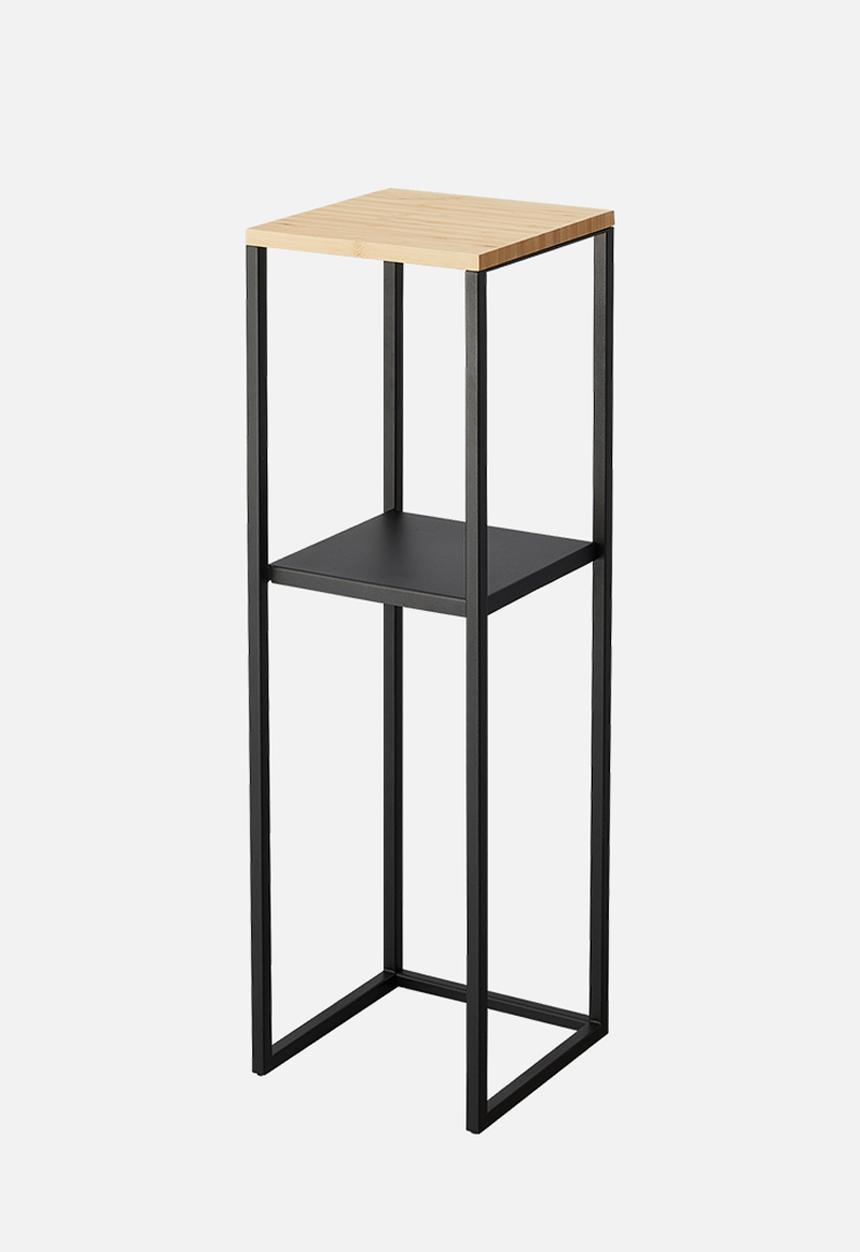 Yamazaki - Tower 2-Tiered Shelf w/ Wooden Top - Black