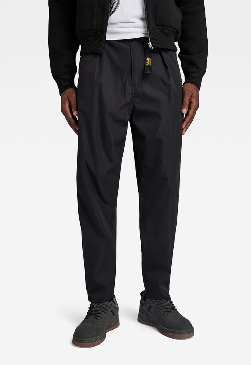 G-STAR - Pleated Chino Belt Relaxed Alpha stretch tech r wr  - dark black