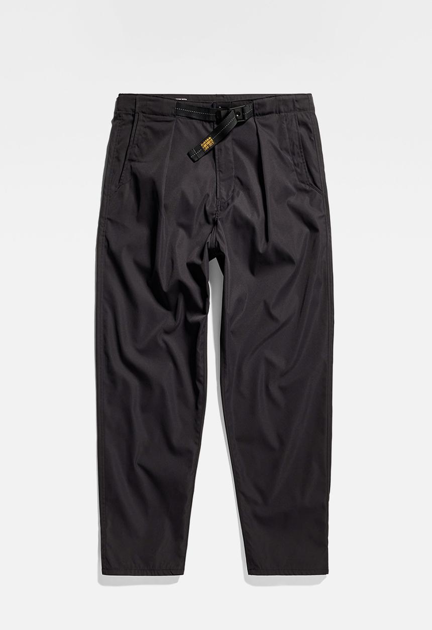 G-STAR - Pleated Chino Belt Relaxed Alpha stretch tech r wr  - dark black