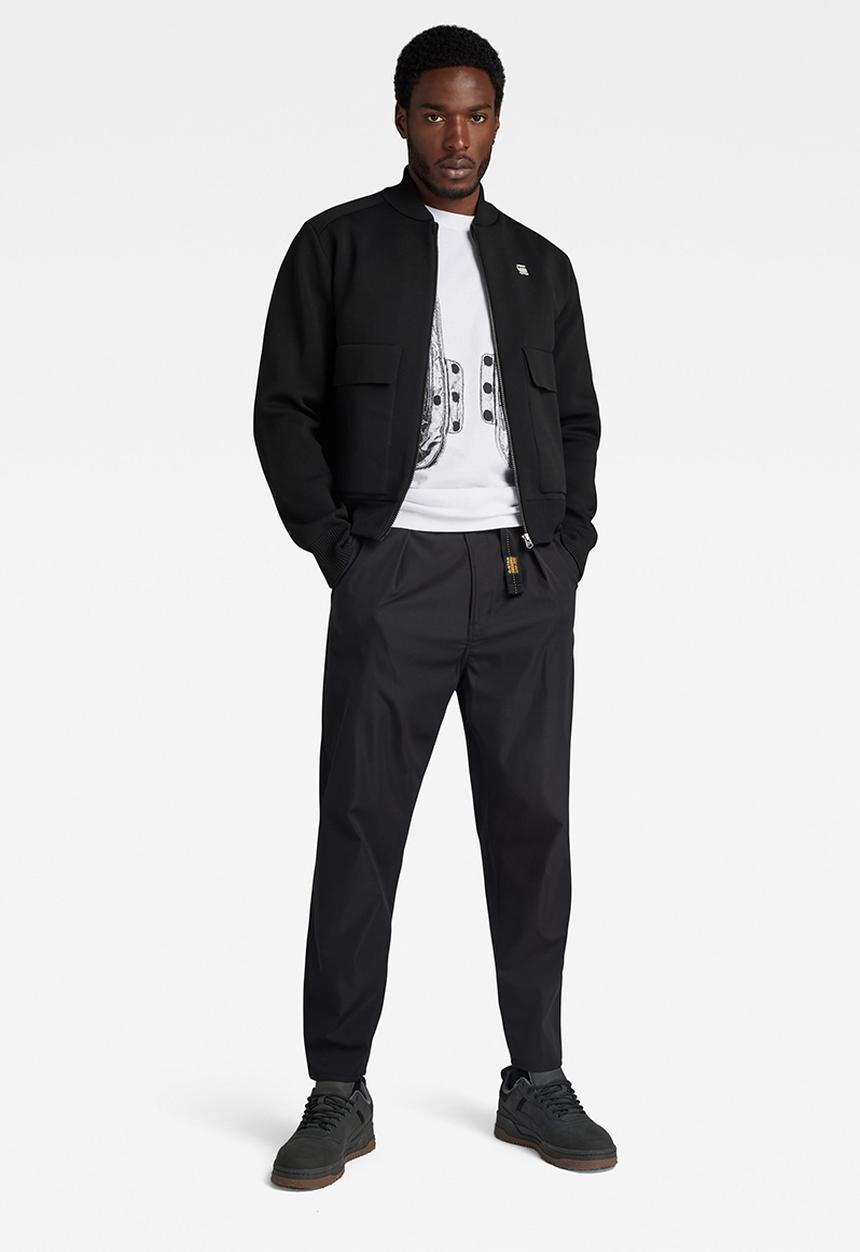 G-STAR - Pleated Chino Belt Relaxed Alpha stretch tech r wr  - dark black