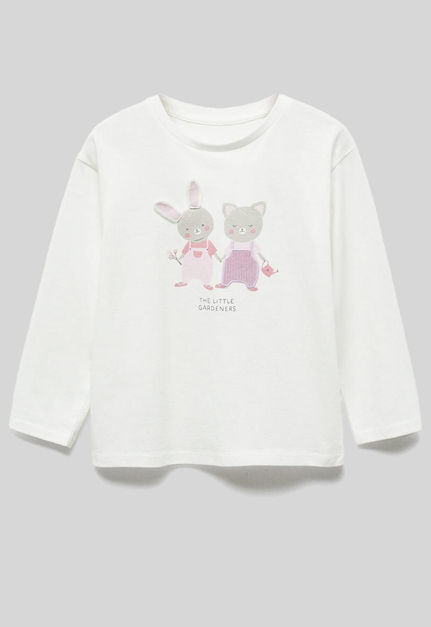 MANGO - T-shirt garden - offwhite
