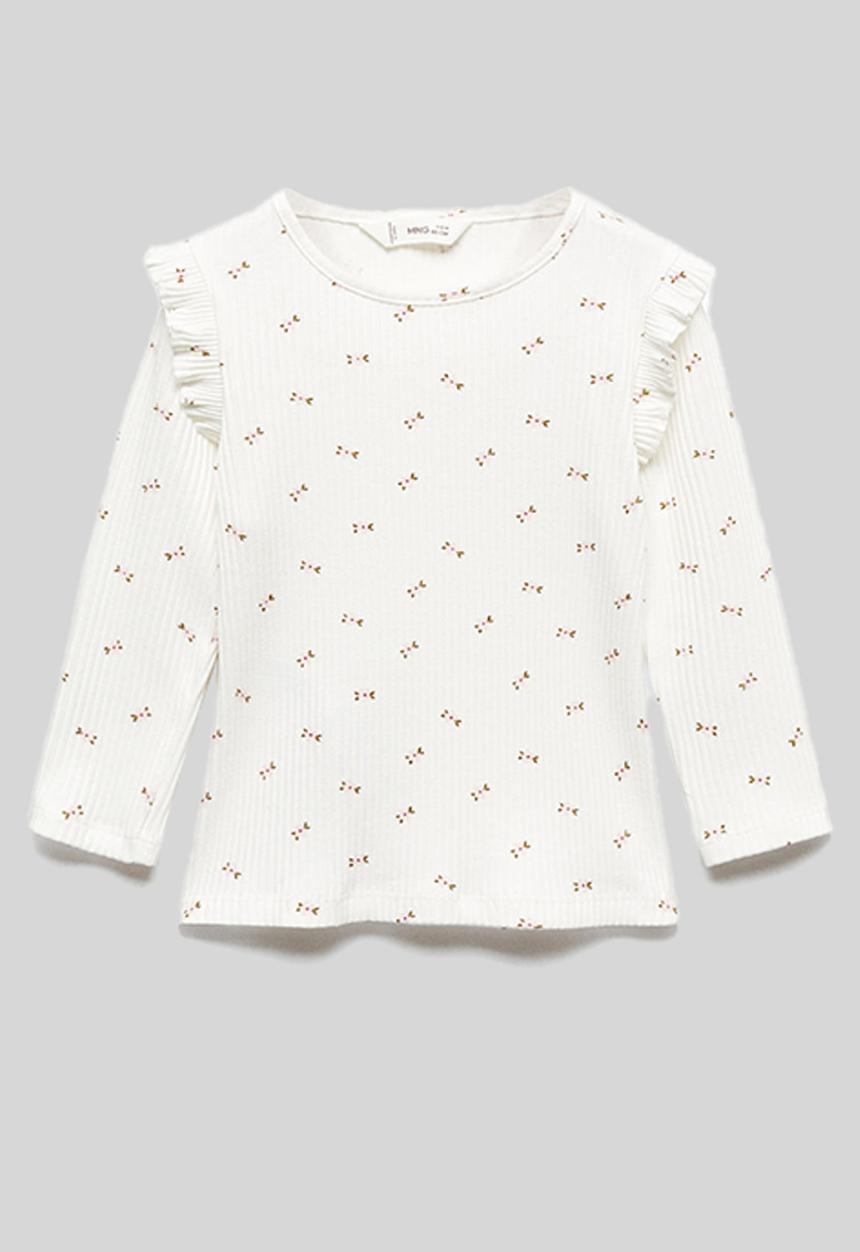MANGO - T-shirt flori - off white