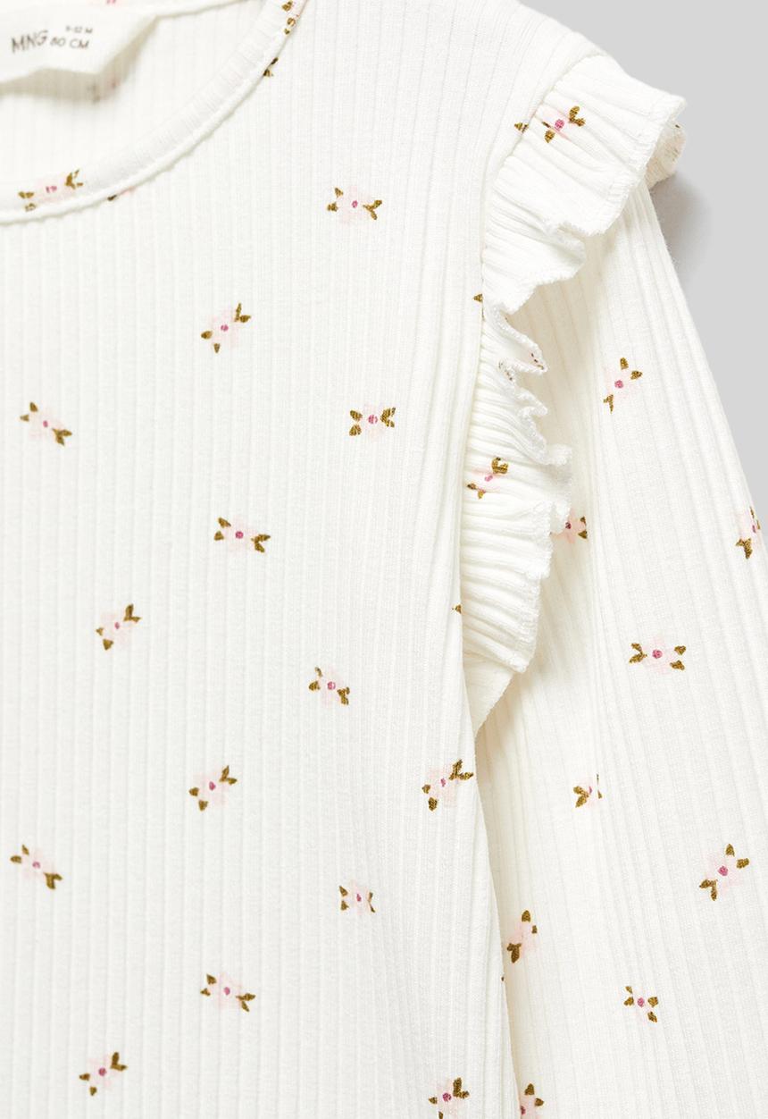 MANGO - T-shirt flori - off white