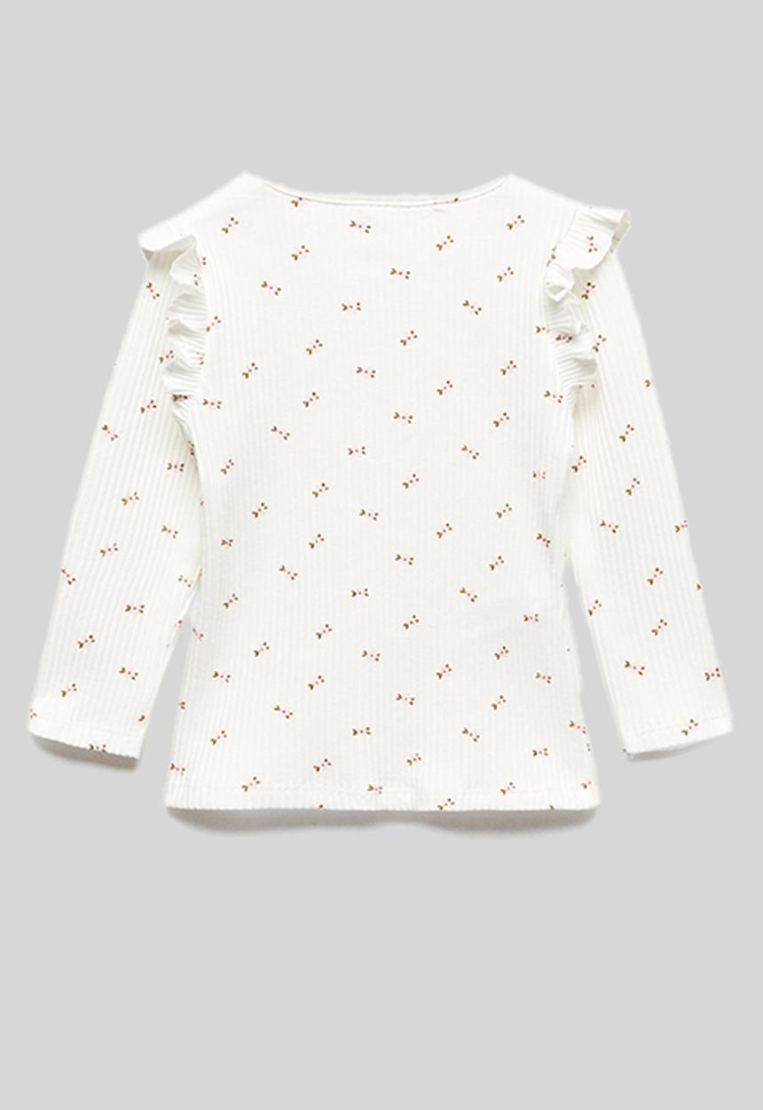 MANGO - T-shirt flori - off white