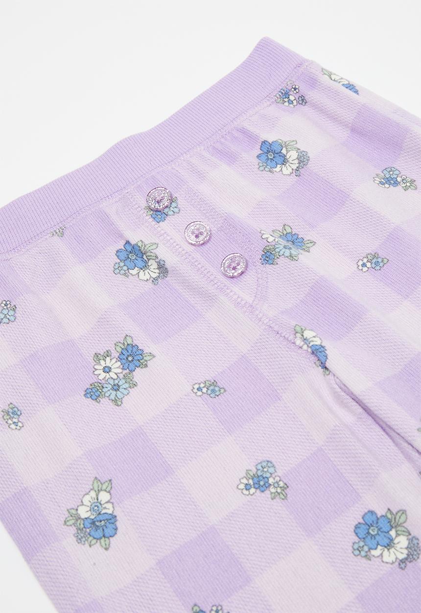 Cotton On - Serena long sleeve pyjama set - pale violet/ava ditsy gingham
