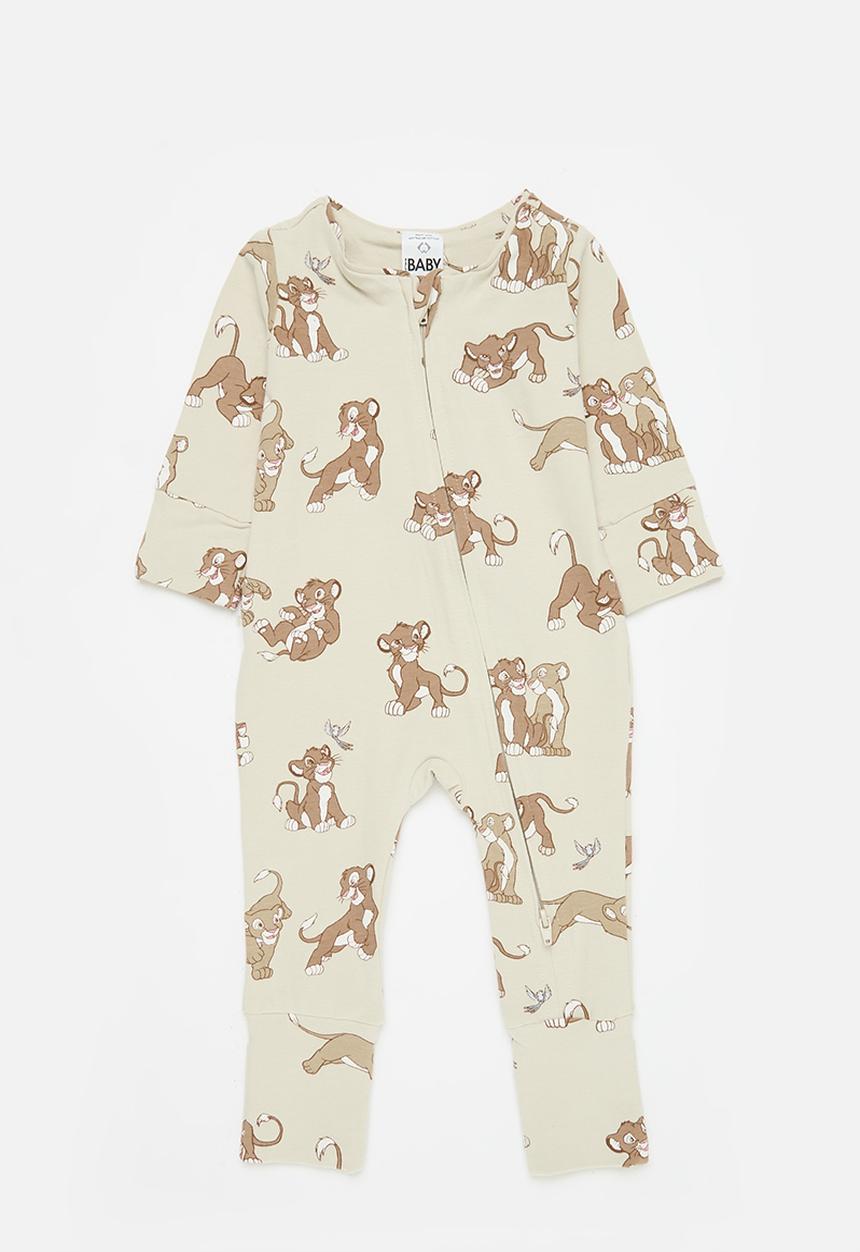 Cotton On - The long sleeve zip romper license - lcn dis rainy day/simba and nala