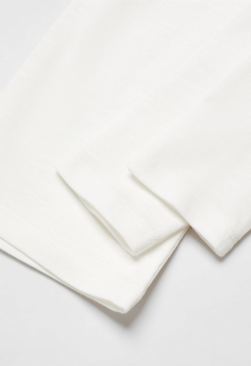 MANGO - T-shirt henleyb - off white