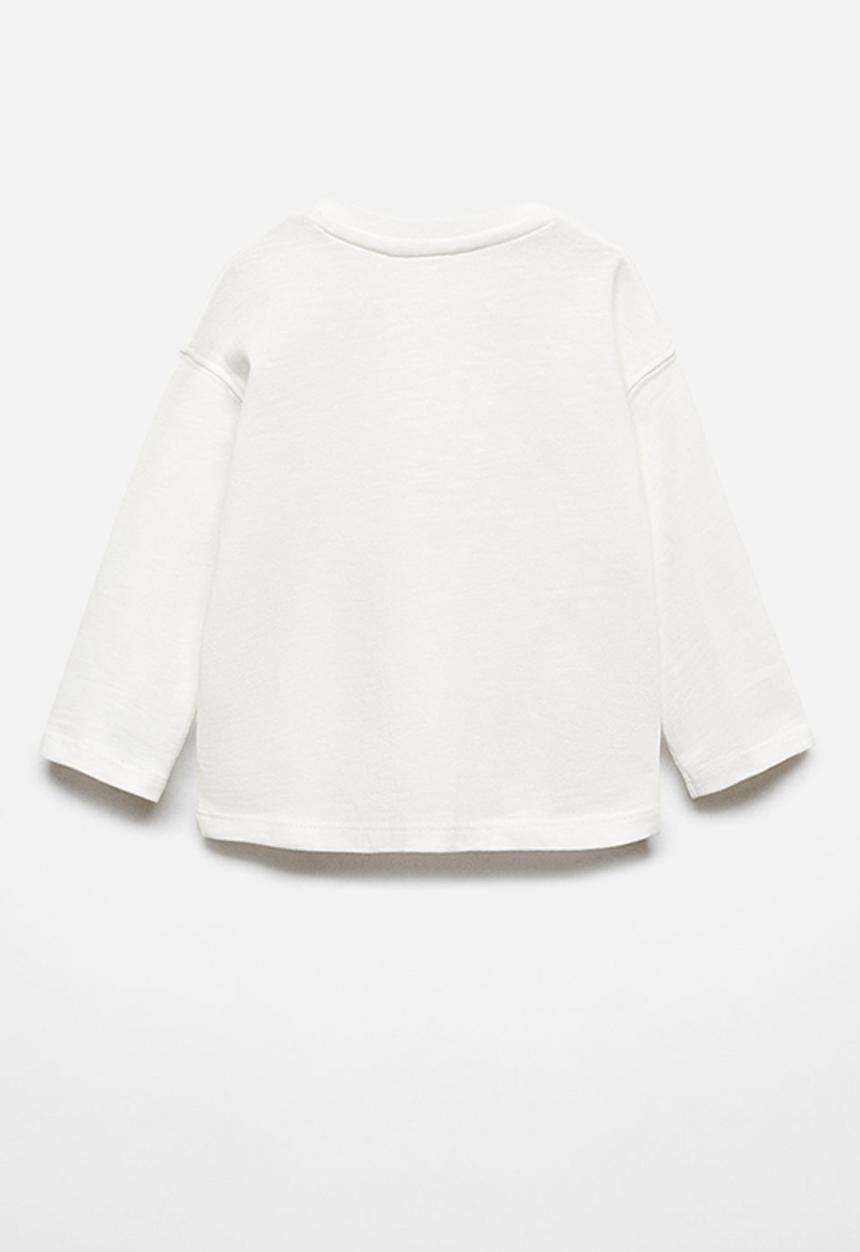 MANGO - T-shirt henleyb - off white
