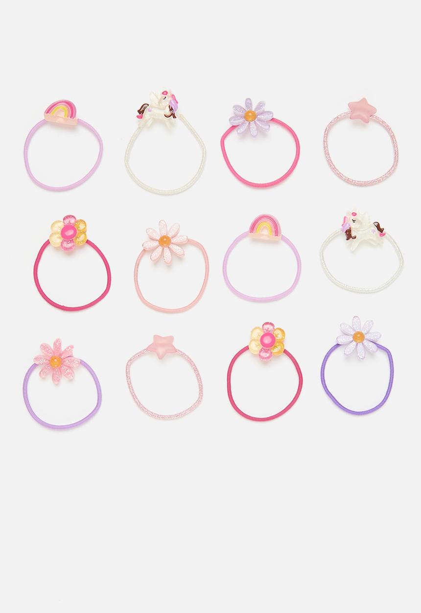 Cotton On - Hannah hair ties pack - pegasus/rainbows/daisies