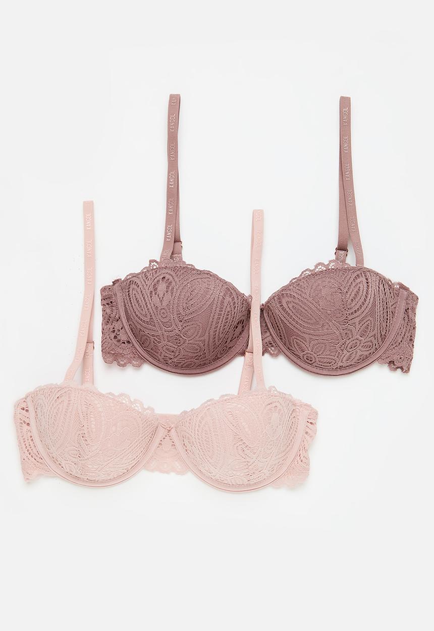 KANGOL - 2 Pack multiway bra in gore - seashell/coffee