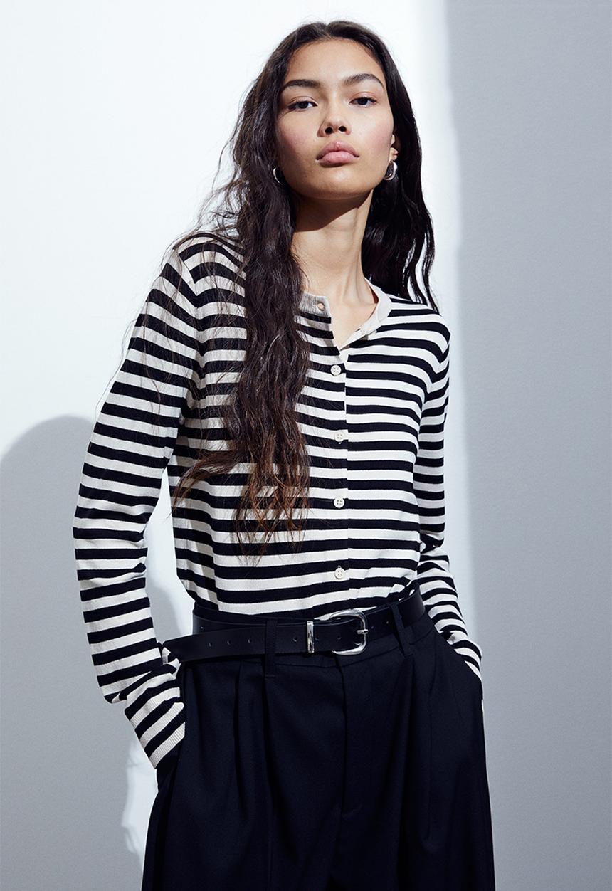 H&M - Fine-knit cardigan - black, multi