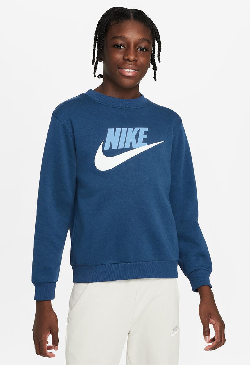 Nike - K Nsw Club Flc Crew Ls Hbr - Court Blue/White/Aquarius Blue