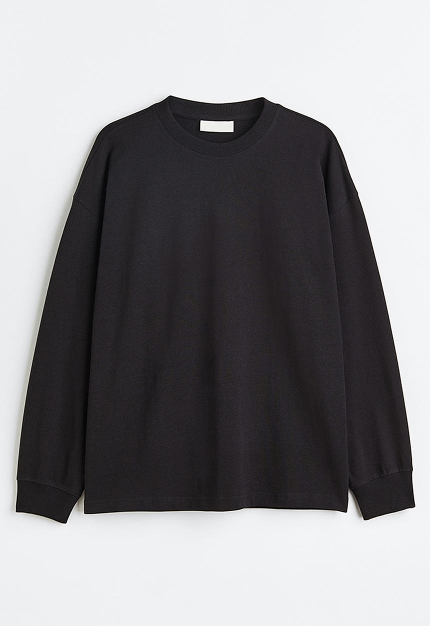 H&M - Oversized fit cotton top - black