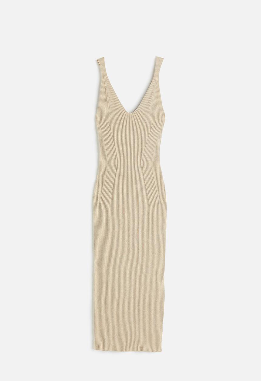 H&M - Rib-knit bodycon dress - beige