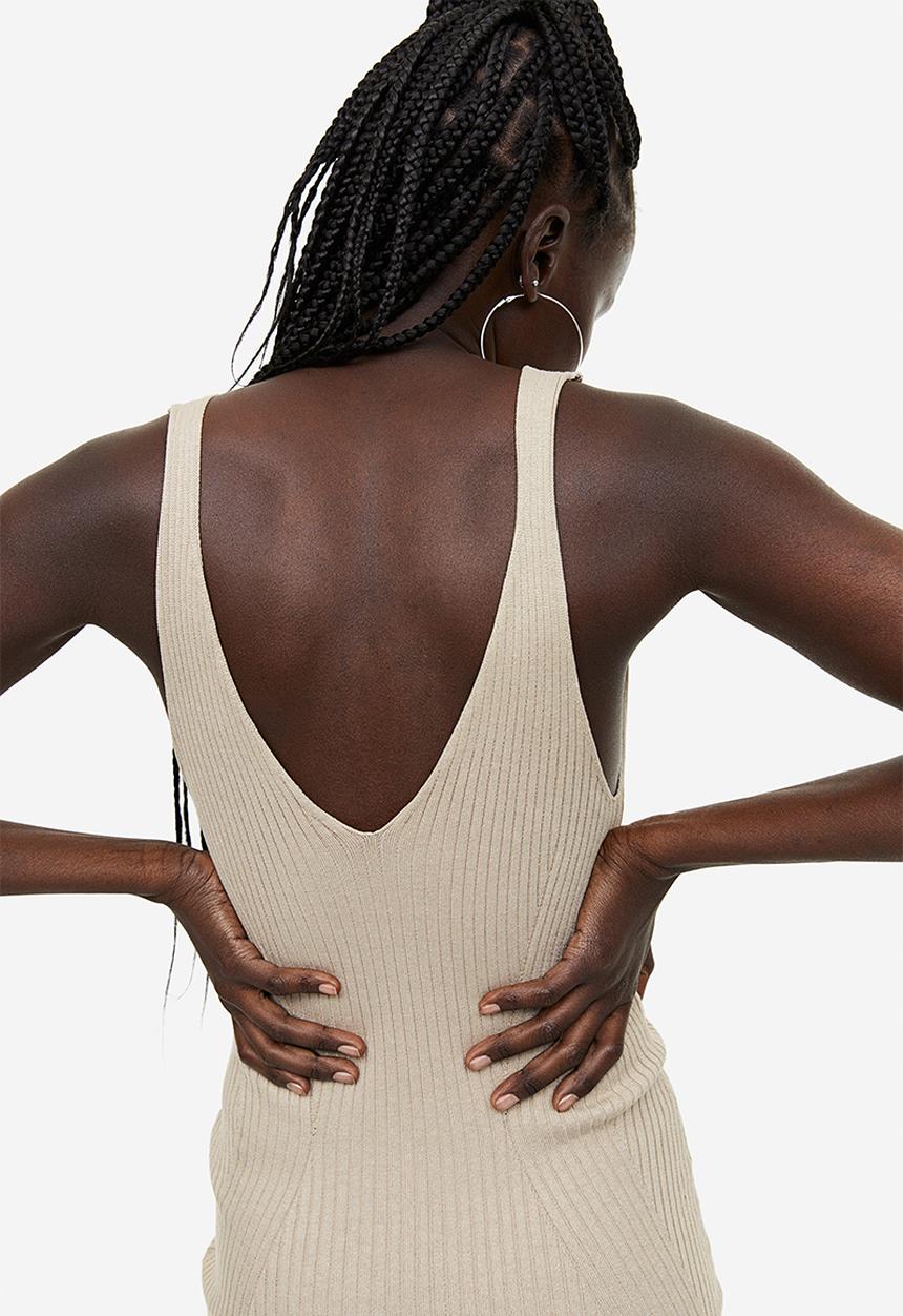 H&M - Rib-knit bodycon dress - beige