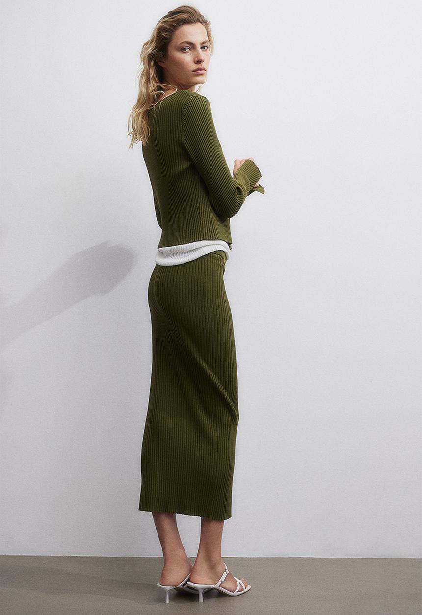 H&M - Rib-knit skirt - green